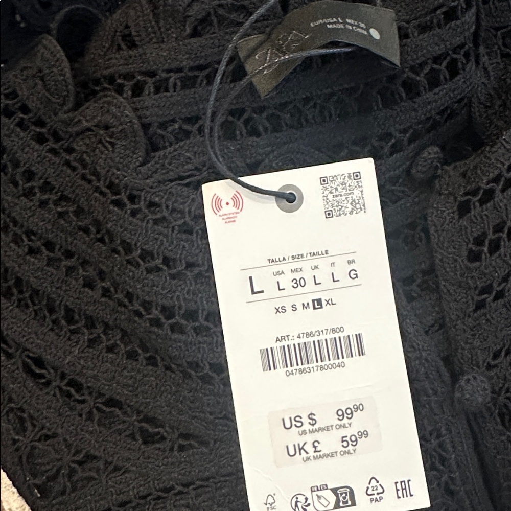 Zara limited edition Black Crochet Lace Blouse - Picture 6 of 7